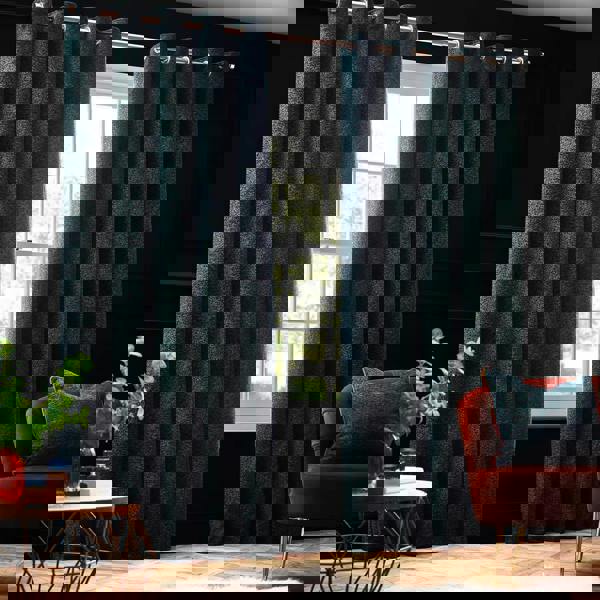 Paoletti New Galaxy Chenille Eyelet Curtains - Emerald