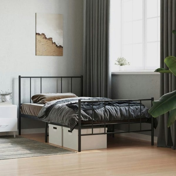 Berkfield Metal Bed Frame with Headboard and Footboard Black 90x200 cm