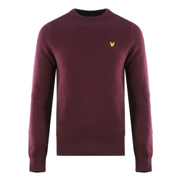 Lyle & Scott Basket Weave Knitted Sweater - Burgundy