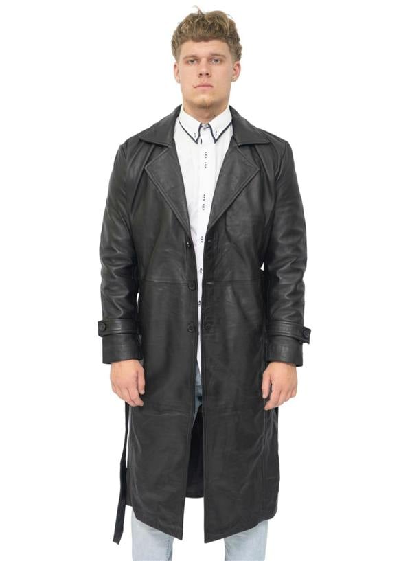 Infinity Leather Mens Leather Full Length Trench Coat-Appleton