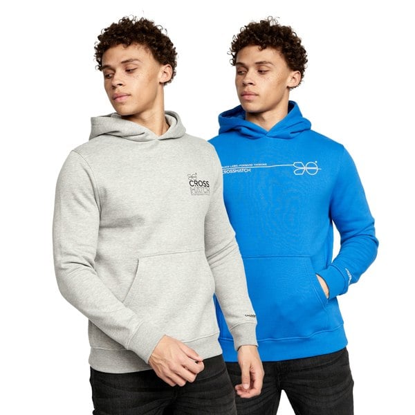 Crosshatch Mens Burmax Hoodie (Pack of 2) - Blue/Grey
