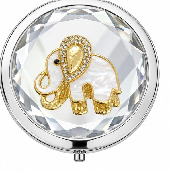 Love EMVY Sparkly Elephant Compact Mirror - Silver with Ivory Elephant