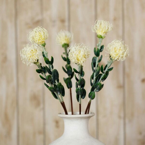 Wyld Haus Set of 3 Artificial Flowers Cream Pincushion Protea Sprays