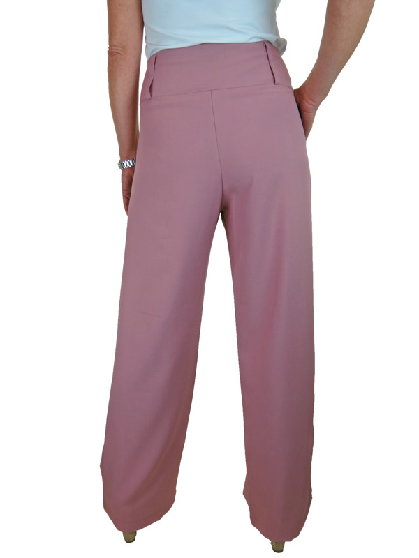 Paulo Due Women's Straight Leg Wide Waistband Trousers Dusty Pink
