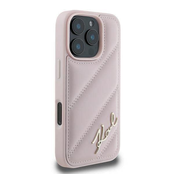 Karl Lagerfeld Quilted Signature Case for iPhone 16 Pro Max 6.9" Pink - KLHCP16XPQDSMGP