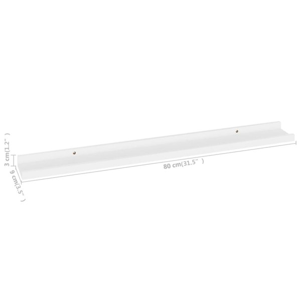 Berkfield Wall Shelves 4 pcs White 80x9x3 cm