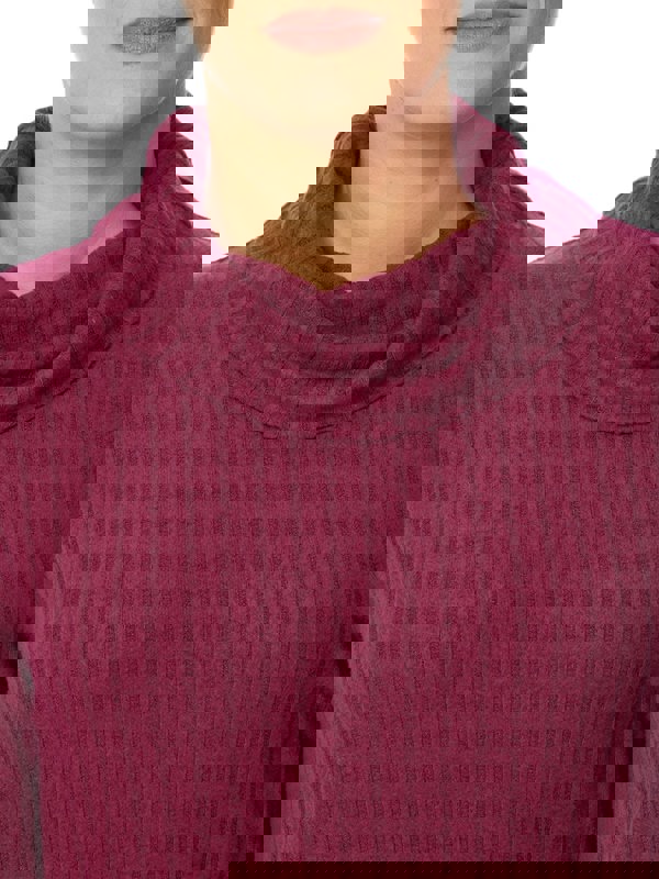 PennyPlain Cuff Detail Cowl Neck Top - Berry