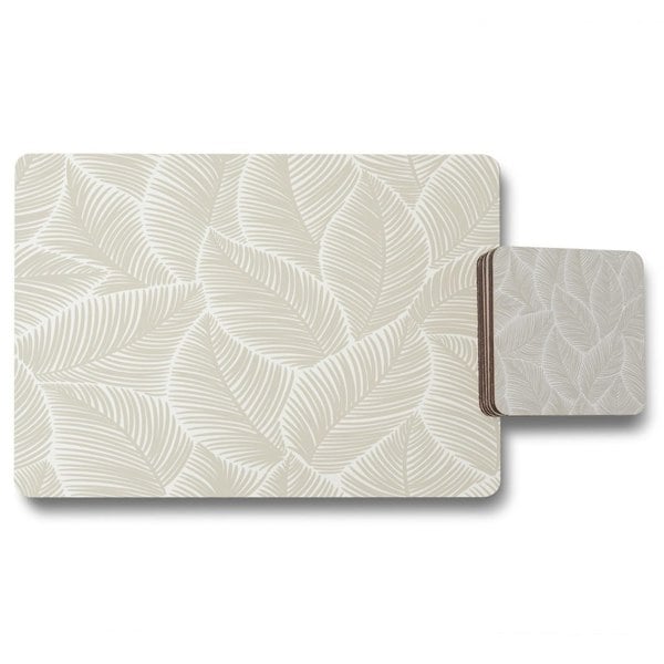 Benjamin Tate Design beige leaves (Placemat & Coaster Set)