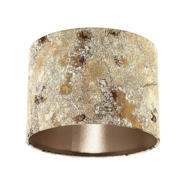 Modern Textured Gold and Burnt Orange Jacquard Fabric Drum Lampshade Image 5