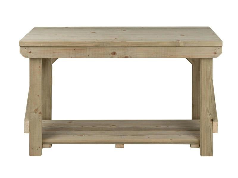Indoor/Outdoor Pressure-Treated Single Shelf Workbench, a robust and versatile solution for all your workspace needs. Handcrafted in the UK, this workbench is constructed from high-quality, pressure-treated timber, ensuring durability and resistance to the elements, making it suitable for both indoor and outdoor use.
