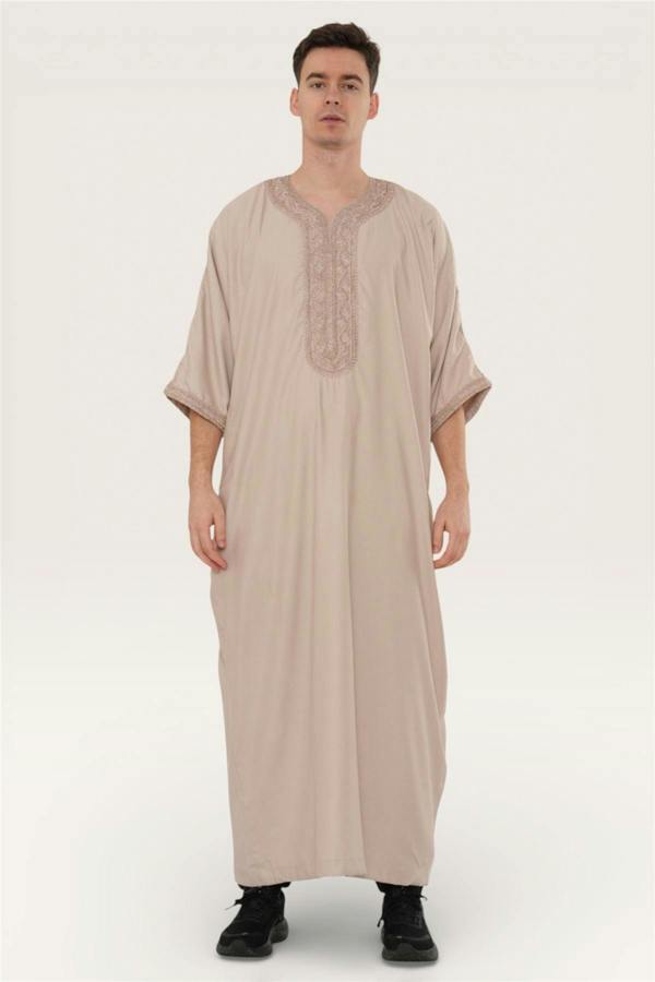 Infinity Leather Men's Moroccan Thobe Robe Djellaba Gandoura Eid Jubba- HM66