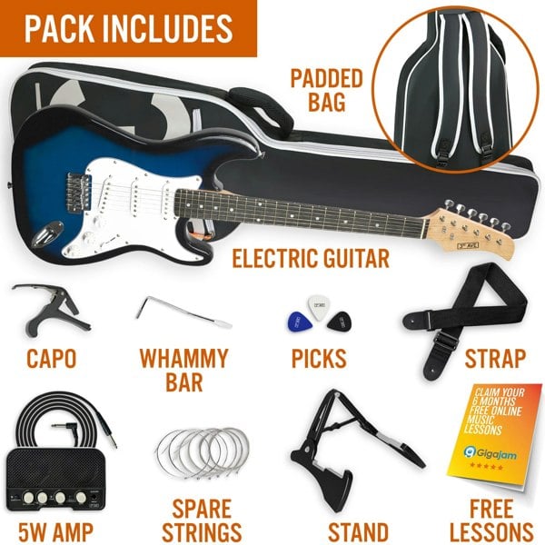 3rd Avenue Full Size Electric Guitar Pack with Bluetooth Amp#Colour_Blueburst