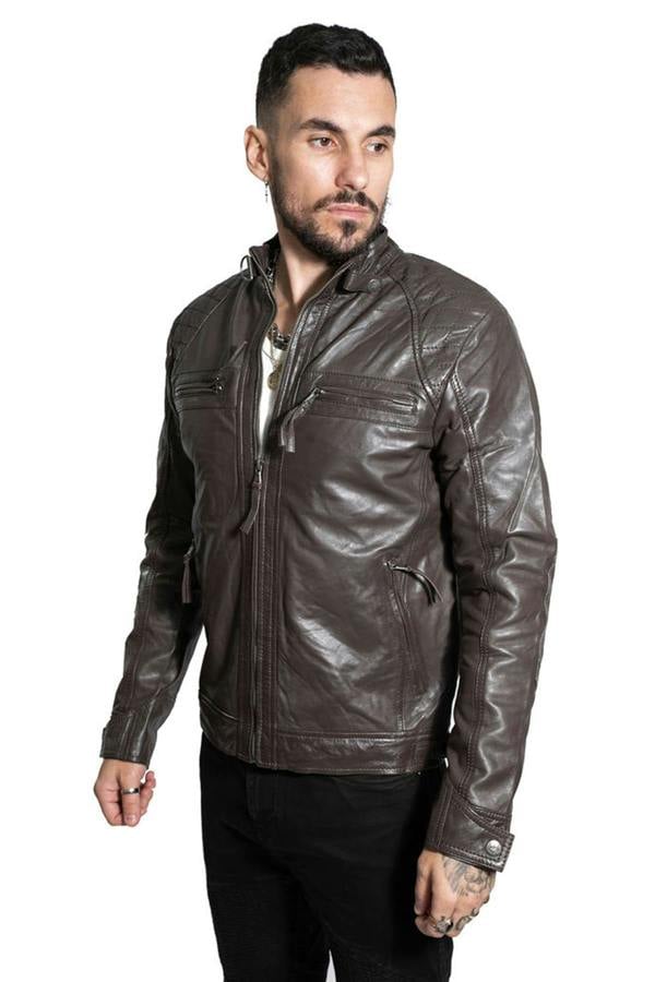 Infinity Leather Men's Vintage Leather Quilted Biker Jacket-Monaco