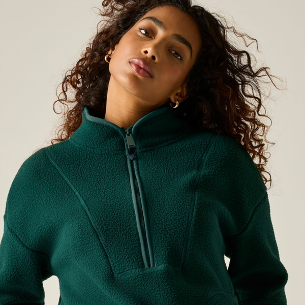 Regatta Womens Frankie Borg Half Zip Longline Fleece Top - Deep Pine