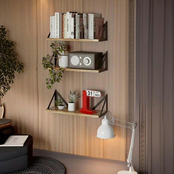 Rafaelo Mobilia Industrial Set Of 3 Adjustable Wall Mounted Shelves