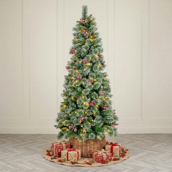 Garden Greatness 7ft Heritage Fir Frosted Berry Pre-Lit Christmas Tree