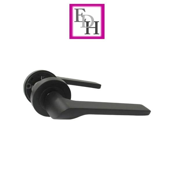 EDH Door Hardware Modern Matt Black Door Handles Internal - Uno-2 Lever Latch On Rose