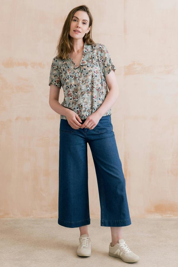 Lily & Me Amelia Denim Cropped Wide Leg Jeans