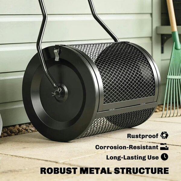 Compost Spreader, 20" Peat Moss Spreader with Detachable U-Shaped Handle and Metal Mesh Basket