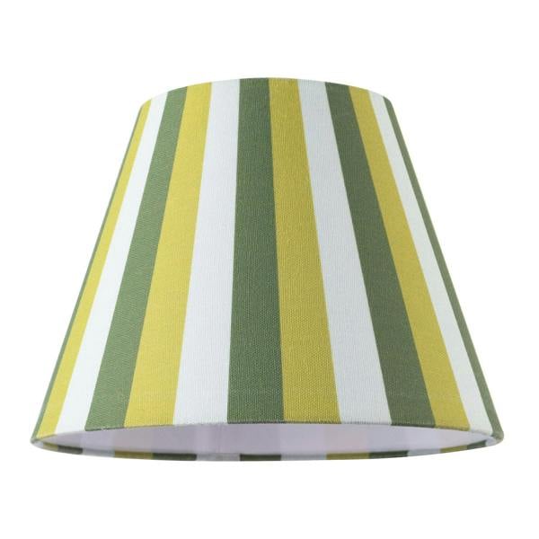 Multi Green Tone Striped Linen Coolie Lamp Shade with Cotton Inner Image 1
