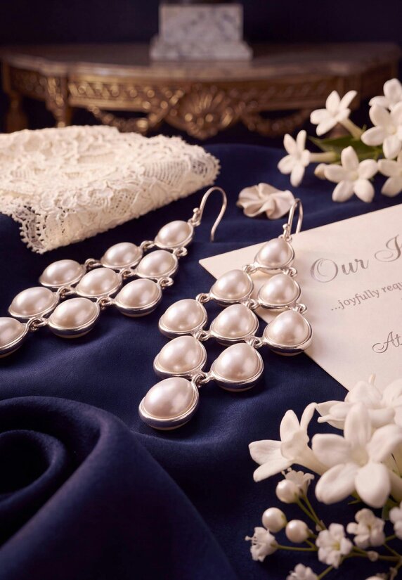 Latelita Erviola Gemstone Cascade Earrings Silver Pearl