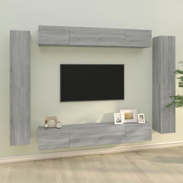 Berkfield 8 Piece TV Cabinet Set Grey Sonoma Engineered Wood