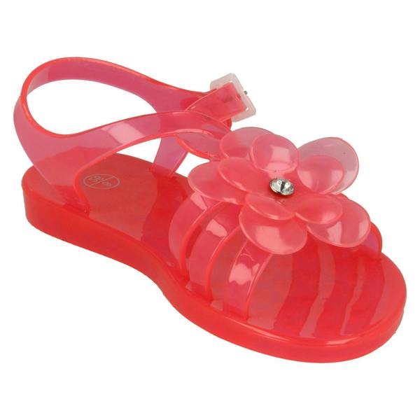 Spot On Girls Spot On Flat Strappy T Bar Flower Trim Sandal