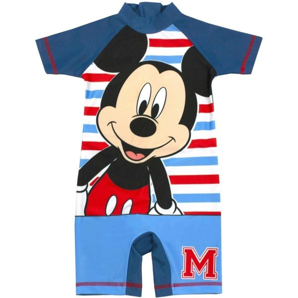 Disney Boys Sunsafe Mickey Mouse One Piece Swimsuit - Blue