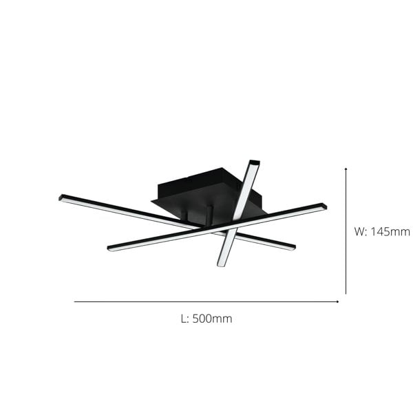 EGLO Lasana 3-Light Criss-Cross LED Black Ceiling Light
