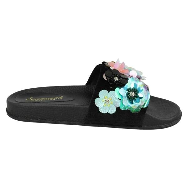 Savannah Ladies Savannah Sequin Flower Slider Mules