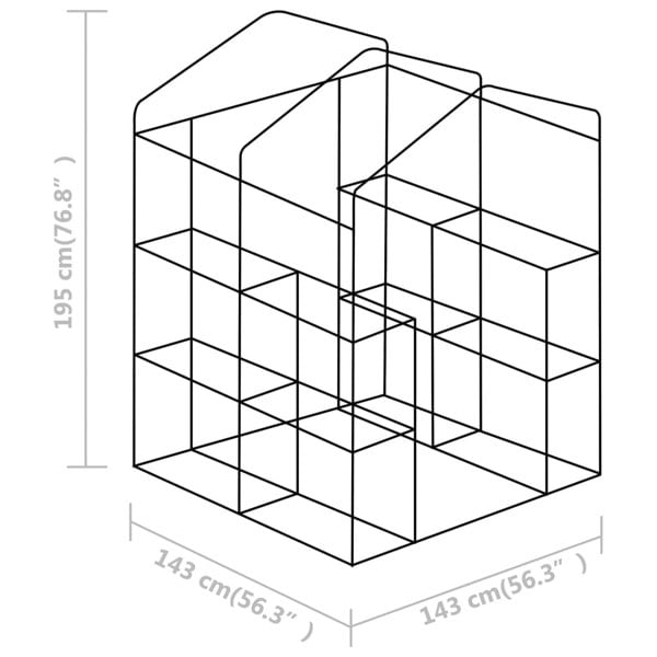 Berkfield Greenhouse with Shelves Steel 143x143x195 cm