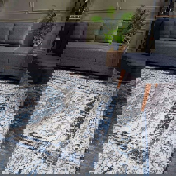 Living Room Rug Bordered Medallion Design