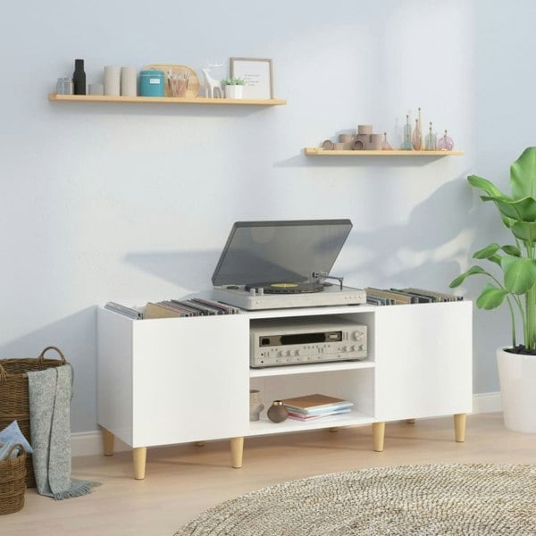 Berkfield Record Cabinet High Gloss White 121x38x48 cm Engineered Wood