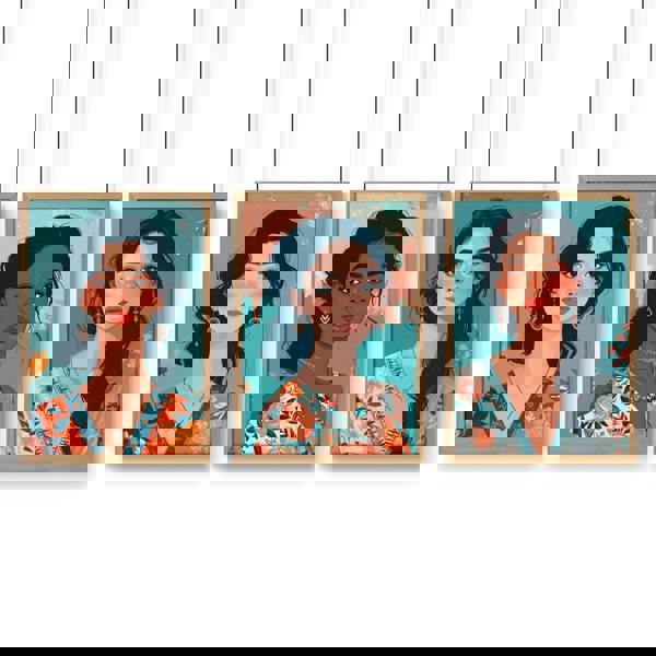 Artwork For Living Room Walls | Set of 3 Boho Women Wall art Prints