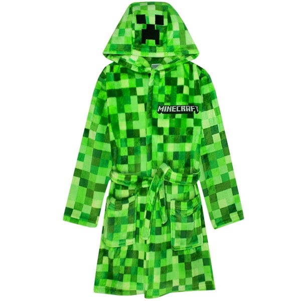 Minecraft Boys Creeper Pixel Dressing Gown - Green