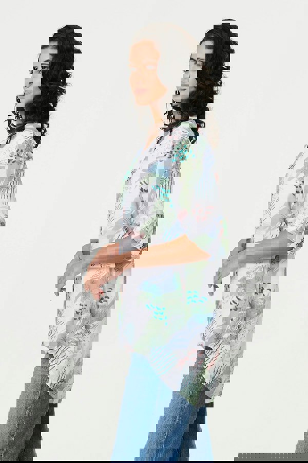 Sage | Abstract 3/4 Sleeve Relaxed Blouse
