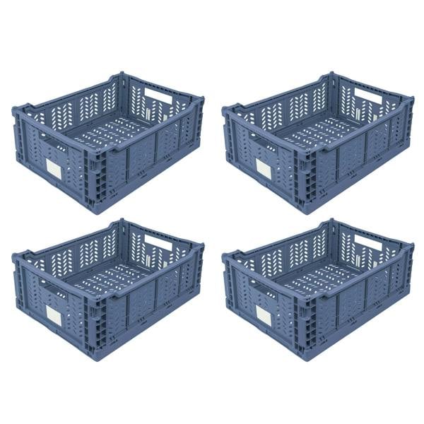 JVL STACKIT - Plastic Foldable Storage Crate - 14.5L - Blue