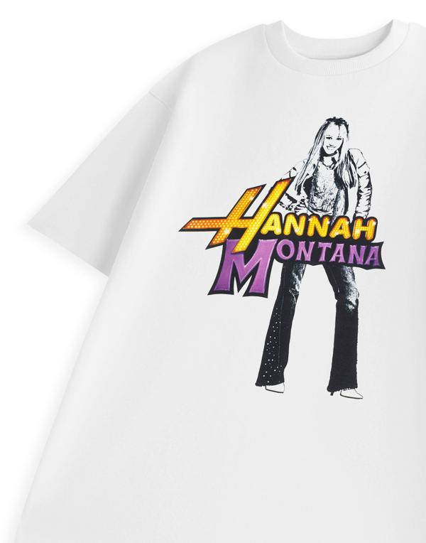 Disney Hannah Montana Womens White Lights Short Sleeved T-Shirt