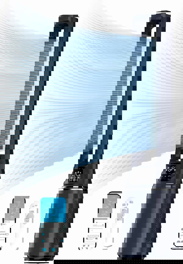 Living and Home 2-in-1 Electric Quite Bladeless Tower Fan APP Remote Control with Touch Screen LED Display ,10 Speeds ,HEPA Filter