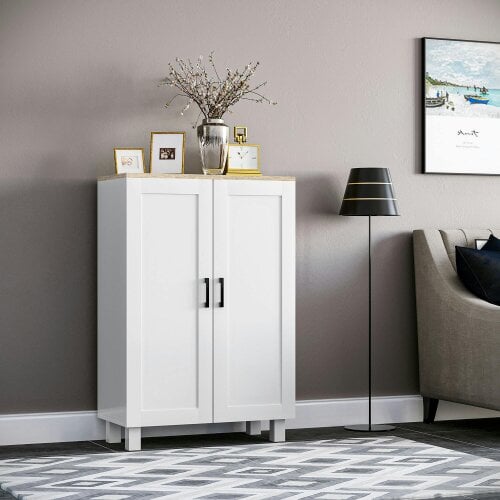 HOMCOM Sideboard Storage Cabinet with Adjustable Shelf 90cm, White