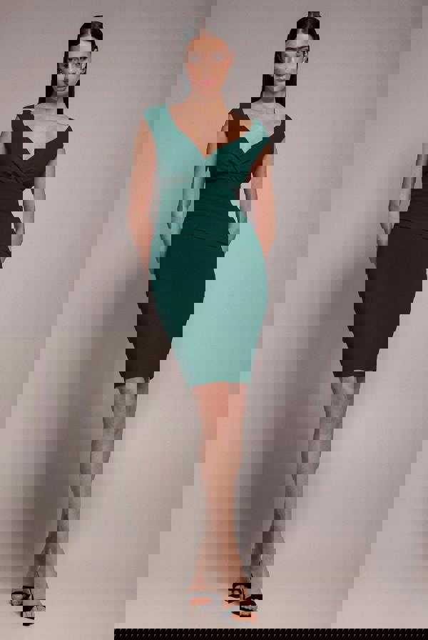 Bardot Pleated Midi Dress - Emerald Green DR1092A