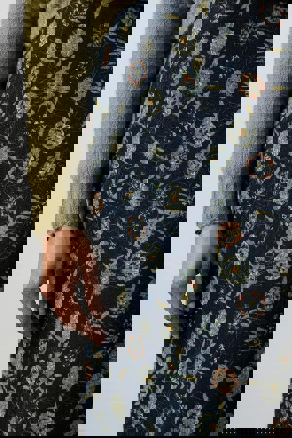 Lily & Me Melissa Printed Knit Midi Skirt Navy