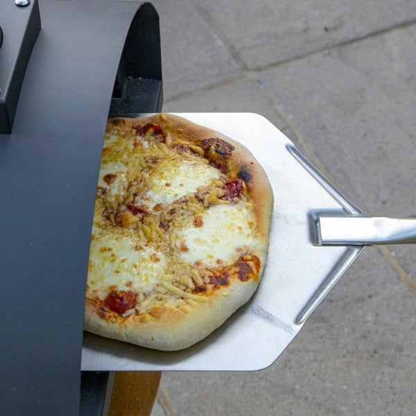 14" Portable Wood-Fired Pizza Oven Smoker & Cover Set Black Steel Outdoor Garden - LoopsDirect