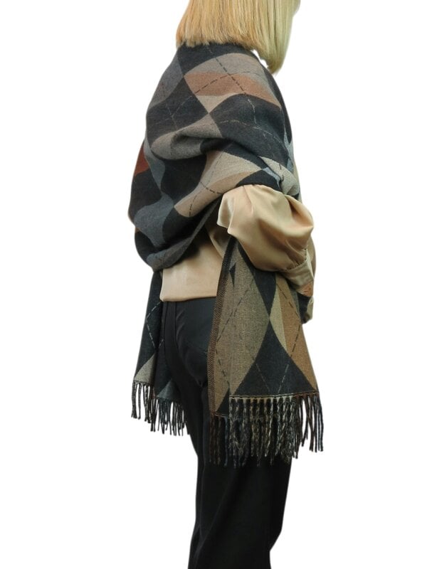 Paulo Due Wool Blend Reversible Argyle Pashmina Scarf