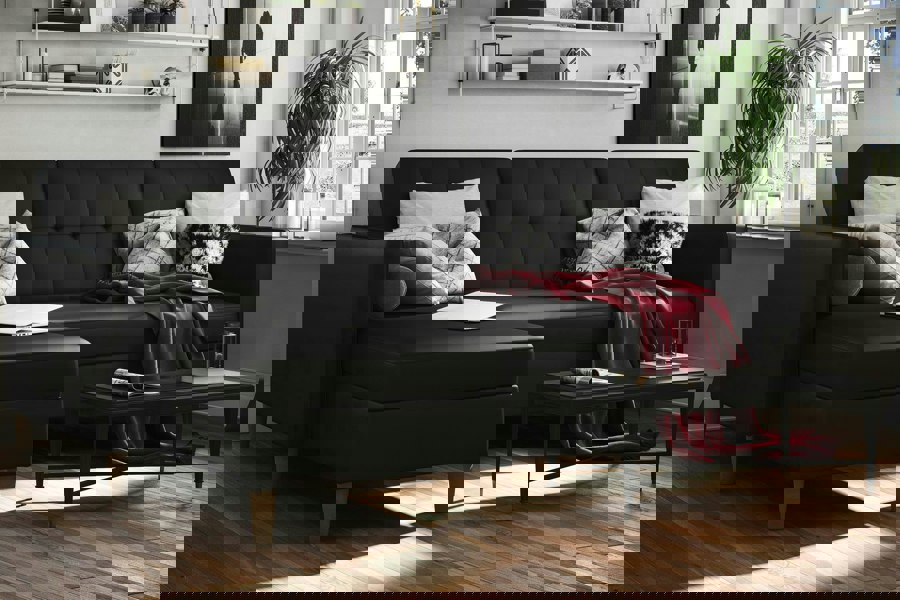 Dorel Home Hartford sectional sofa bed in pu black