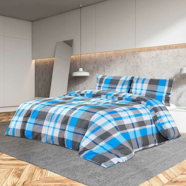 Berkfield Duvet Cover Set Blue and Grey 260x240 cm Cotton