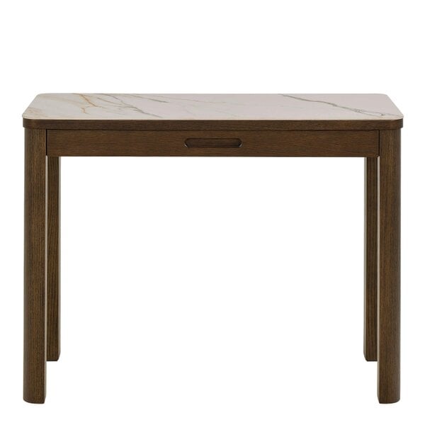 Wyld Haus Cork Cream Ceramic Console Table with Oak Veneer Base 1 Drawer