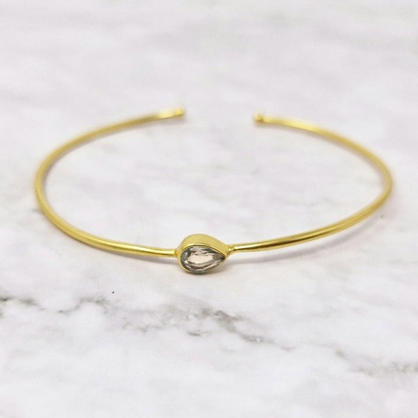 18ct Gold Plated White Topaz April Birthstone Bangle