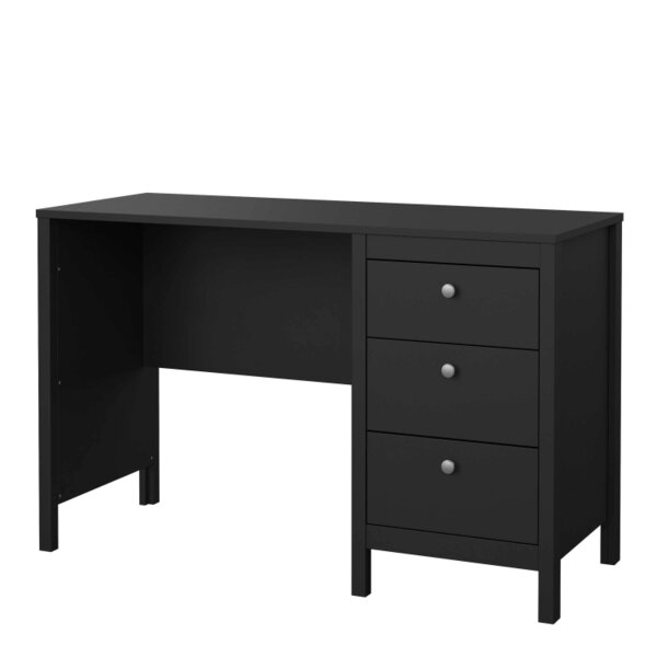Wyld Haus Gossmere Matt Black Office Desk 3 Drawers