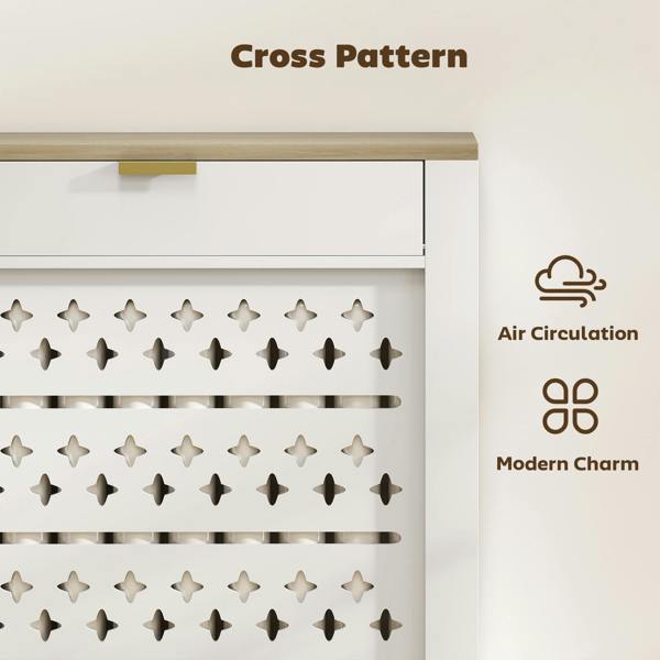 HOMCOM Heater Cover with Flip Drawer and Top Shelf 78 x 19 x 95.5 cm White